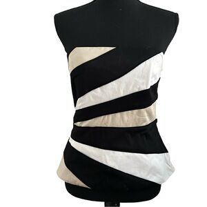 White House Black Market Black and White Striped Top